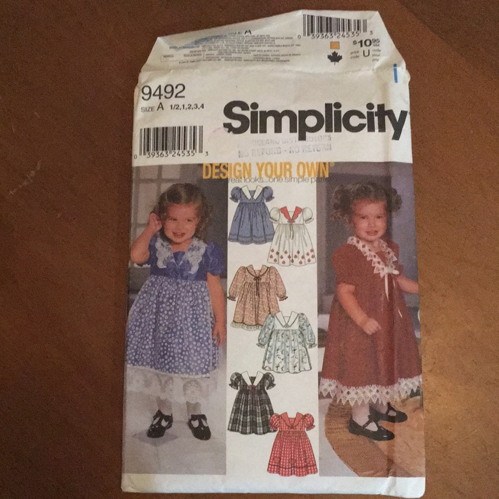 💥3/20💥 Simplicity 9492 Girls Dresses Pattern